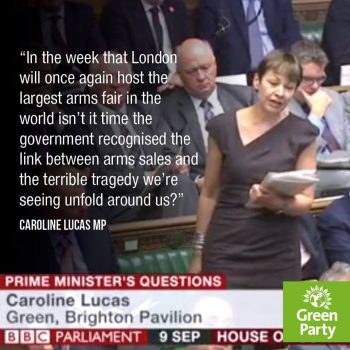 Caroline Lucas' PMQ, shared by the Green Party